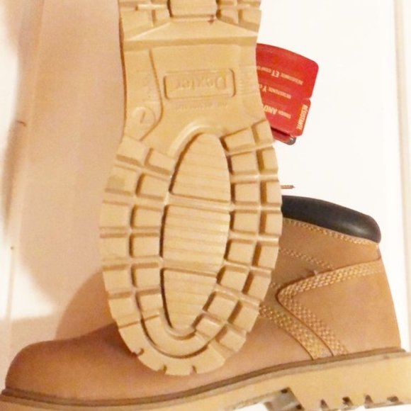 Boots Steel toe work mens new size 7M steel Dexter Work thick heel padding laces